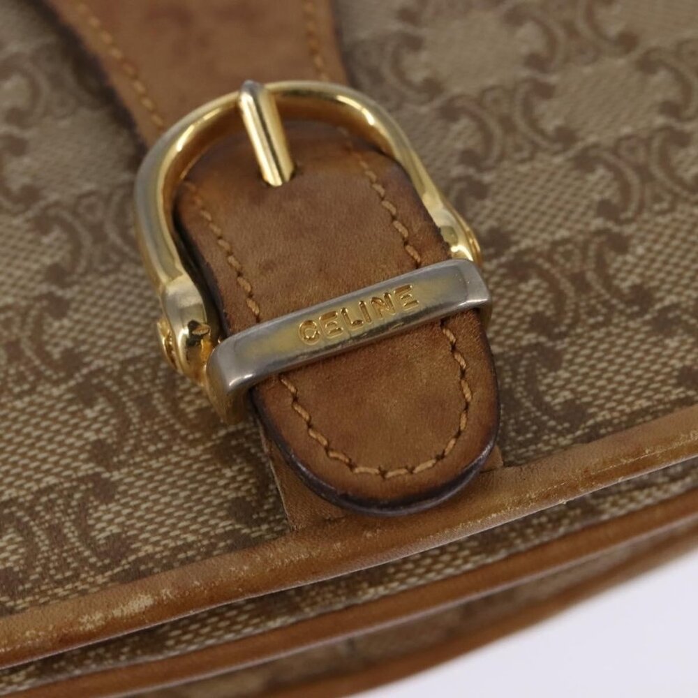 Authentic CELINE Macadam Canvas Shoulder Bag PVC Beige Gold - Picture 6 of 16